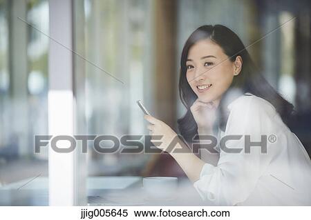 Japanese woman stylish cafe View Large Photo Image Stock Photography - Japanese woman stylish cafe. Fotosearch