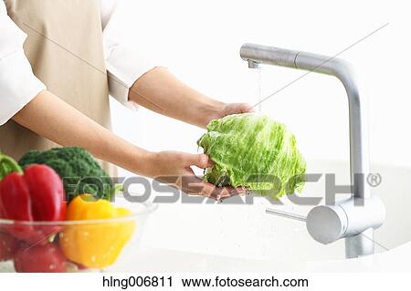 Japanese woman washing vegetables in the kitchen View Large Photo Image Stock Image - Japanese woman washing vegetables in the kitchen. Fotosearch