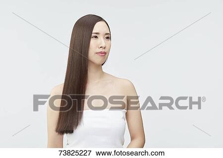Japanese woman with silky hair View Large Photo Image Stock Photo - Japanese woman with silky hair. Fotosearch