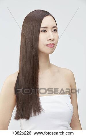 Japanese woman with silky hair View Large Photo Image Stock Photograph - Japanese woman with silky hair. Fotosearch
