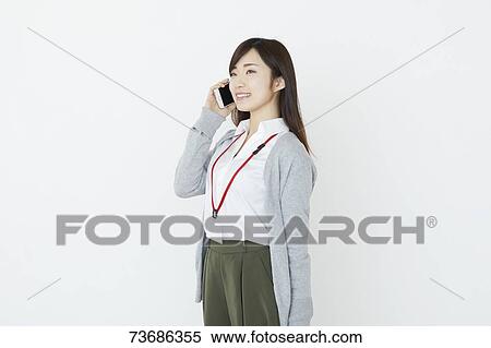 Stock Photography - Japanese young woman on white background. Fotosearch
