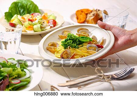 Pasta with vongole clams View Large Photo Image Stock Image - Pasta with vongole clams. Fotosearch