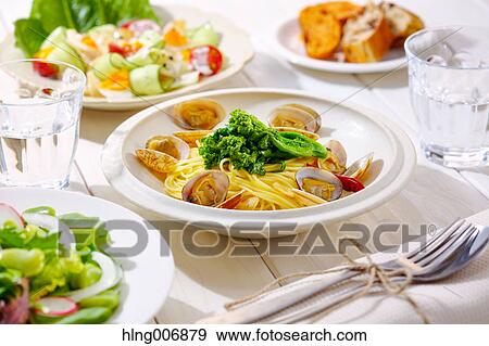 Pasta with vongole clams View Large Photo Image Stock Photo - Pasta with vongole clams. Fotosearch