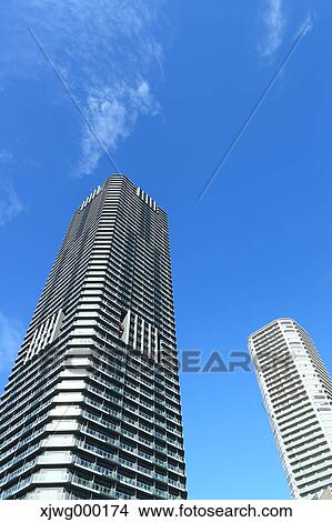 Skyscrapers and blue sky, Tokyo, Japan View Large Photo Image Picture - Skyscrapers and blue sky, Tokyo, Japan. Fotosearch