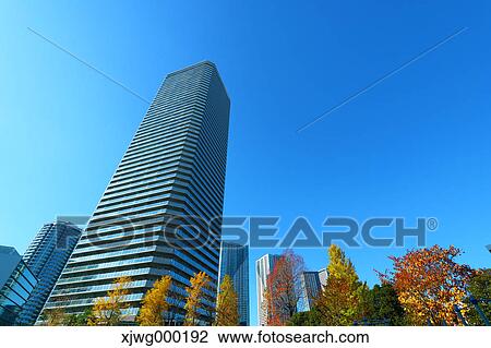 Skyscrapers and blue sky, Tokyo, Japan View Large Photo Image Stock Image - Skyscrapers and blue sky, Tokyo, Japan. Fotosearch