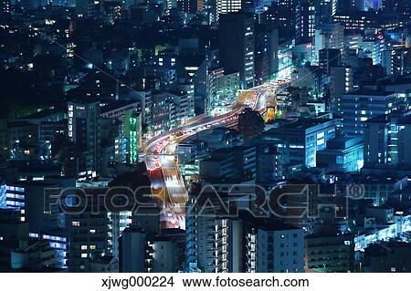 Tokyo cityscape at night, Tokyo, Japan View Large Photo Image Picture - Tokyo cityscape at night, Tokyo, Japan. Fotosearch