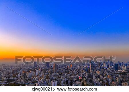 Tokyo cityscape at sunset View Large Photo Image Stock Photography - Tokyo cityscape at sunset. Fotosearch