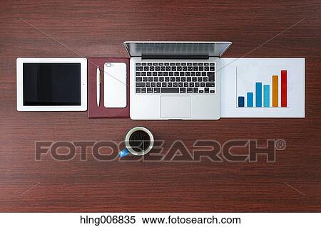 Top view of office desk View Large Photo Image Stock Photography - Top view of office desk. Fotosearch