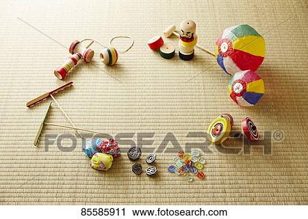 Stock Image - Traditional Japanese toys. Fotosearch