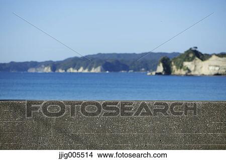 Picture - Wall in front of the sea, Chiba Prefecture, Japan. Fotosearch