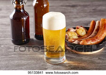 Stock Image - Beer and german food. Fotosearch