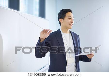 Stock Photo - Japanese businessman in the office. Fotosearch