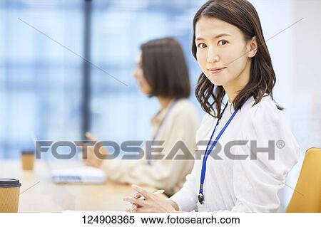 Stock Photography - Japanese businesswoman in the office. Fotosearch