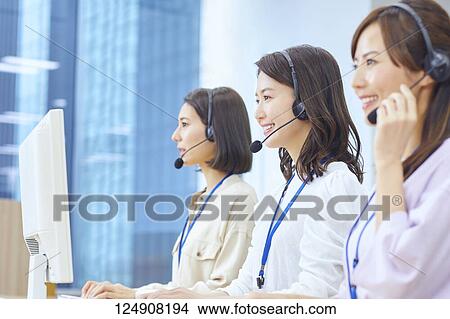Japanese call center View Large Photo Image Picture - Japanese call center. Fotosearch