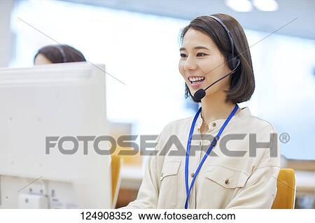 Japanese call center View Large Photo Image Stock Image - Japanese call center. Fotosearch