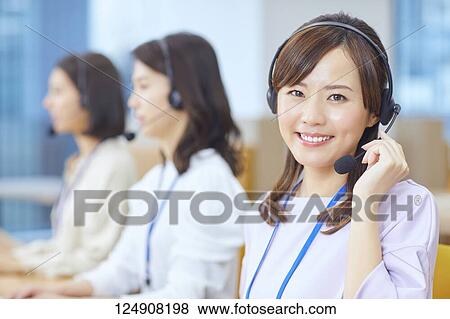 Japanese call center View Large Photo Image Stock Photo - Japanese call center. Fotosearch