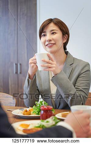 Stock Photo - Japanese couple at home. Fotosearch