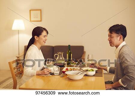 Stock Photo - Japanese couple at home. Fotosearch