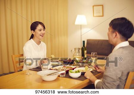 Japanese couple at home View Large Photo Image Stock Photo - Japanese couple at home. Fotosearch