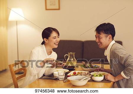 Japanese couple at home View Large Photo Image Stock Photo - Japanese couple at home. Fotosearch