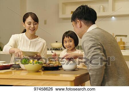 Stock Photograph - Japanese family at home. Fotosearch
