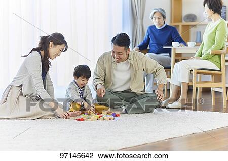Stock Image - Japanese family. Fotosearch