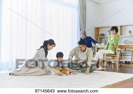 Stock Image - Japanese family. Fotosearch
