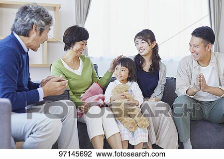 Stock Image - Japanese family. Fotosearch