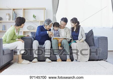 Stock Image - Japanese family. Fotosearch