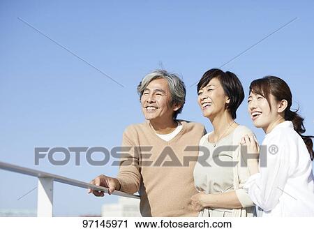 Stock Image - Japanese family. Fotosearch