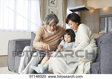 Stock Image - Japanese family. Fotosearch