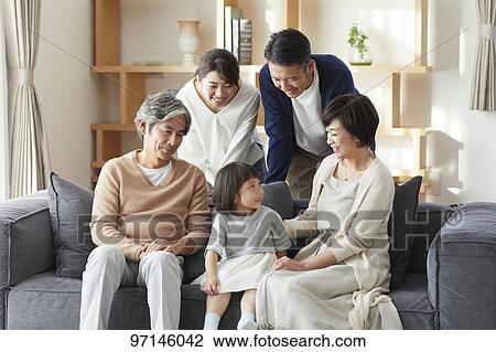 Stock Image - Japanese family. Fotosearch