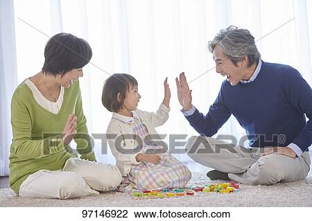 Stock Image - Japanese family. Fotosearch