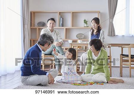 Stock Image - Japanese family. Fotosearch