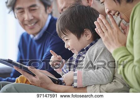 Stock Image - Japanese family. Fotosearch