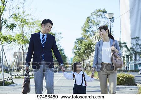 Stock Image - Japanese family. Fotosearch