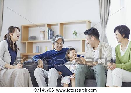 Japanese family View Large Photo Image Stock Photograph - Japanese family. Fotosearch