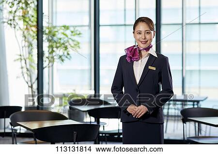 Picture - Japanese Flight Attendant. Fotosearch