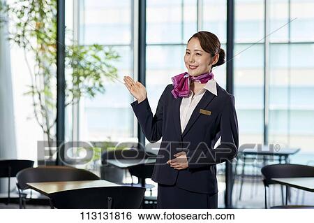 Stock Photograph - Japanese Flight Attendant. Fotosearch