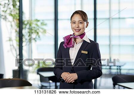 Stock Photograph - Japanese Flight Attendant. Fotosearch