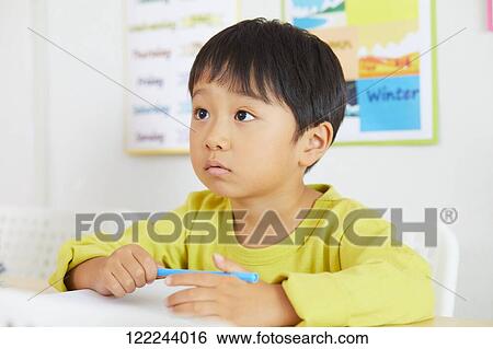 Stock Photograph - Japanese kid at school. Fotosearch