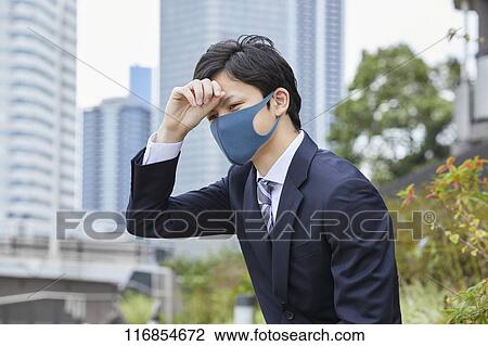 Japanese man wearing mask View Large Photo Image Stock Image - Japanese man wearing mask. Fotosearch
