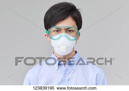 Japanese man wearing mask View Large Photo Image Stock Image - Japanese man wearing mask. Fotosearch