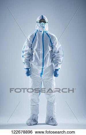 Japanese man wearing protective suit for disease prevention View Large Photo Image Stock Photograph - Japanese man wearing protective suit for disease prevention. Fotosearch