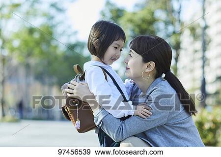 Stock Photo - Japanese mother and kid. Fotosearch