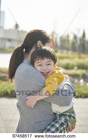 Japanese mother and kid View Large Photo Image Stock Photo - Japanese mother and kid. Fotosearch