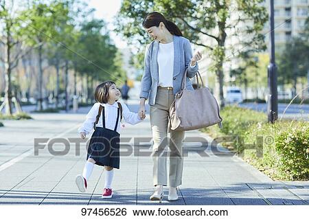 Stock Photograph - Japanese mother and kid. Fotosearch