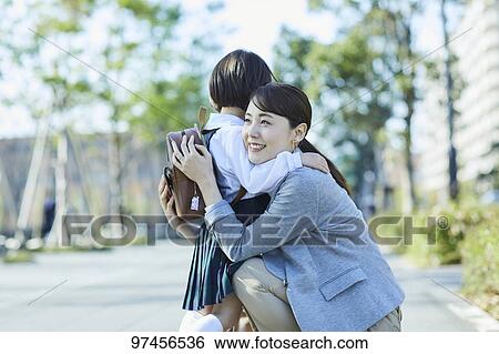 Stock Photograph - Japanese mother and kid. Fotosearch