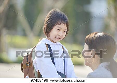 Stock Photograph - Japanese mother and kid. Fotosearch
