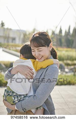 Stock Photograph - Japanese mother and kid. Fotosearch